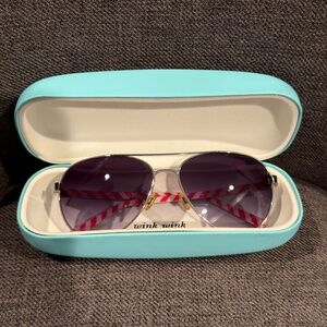 KATE SPADE AviatorSunglasses Blossom 0X88 Silver Chocolate Y7 Gray Gradient Lens